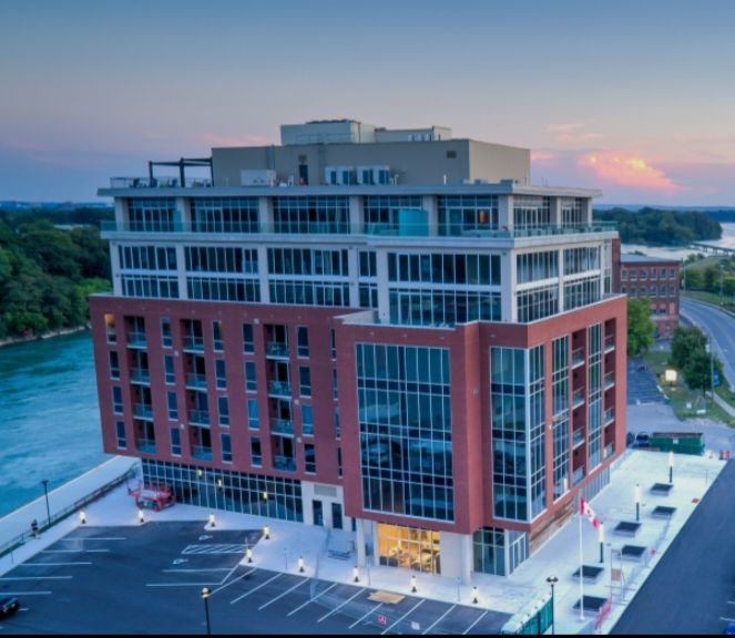 Modern apartment complex facade